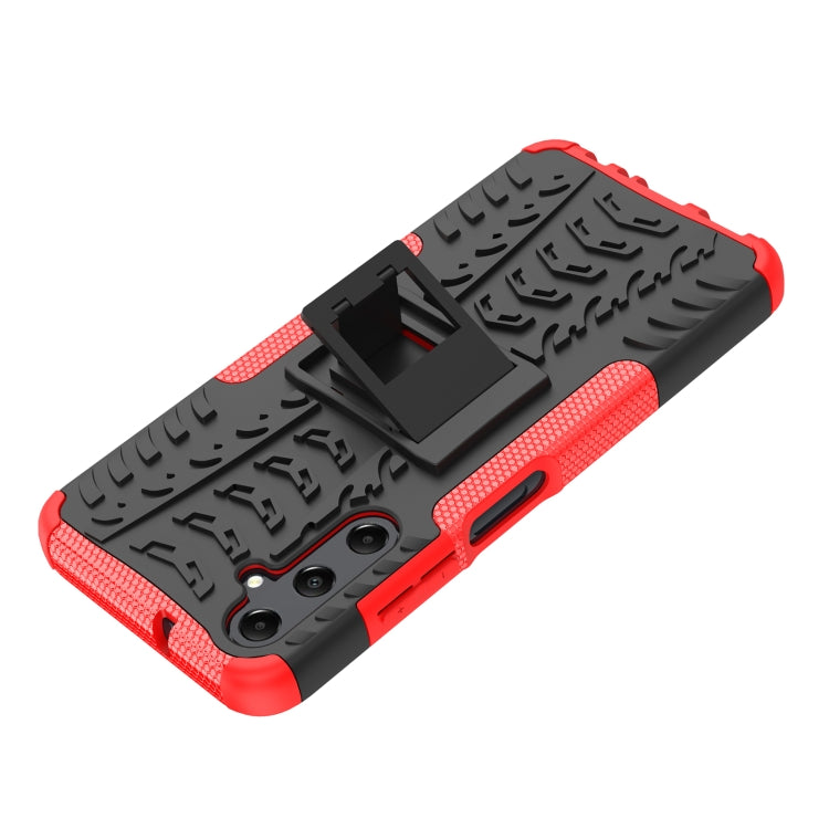 For Samsung Galaxy A05s Tire Texture TPU + PC Phone Case with Holder(Red) by buy2fix