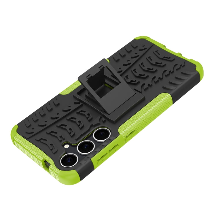 For Samsung Galaxy S24+ Tire Texture TPU + PC Phone Case with Holder(Green) by buy2fix