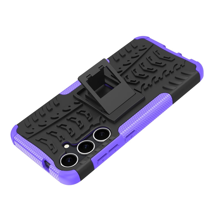 For Samsung Galaxy S24+ Tire Texture TPU + PC Phone Case with Holder(Purple) by buy2fix