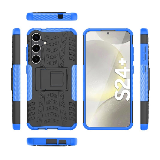 For Samsung Galaxy S24+ Tire Texture TPU + PC Phone Case with Holder(Blue) by buy2fix