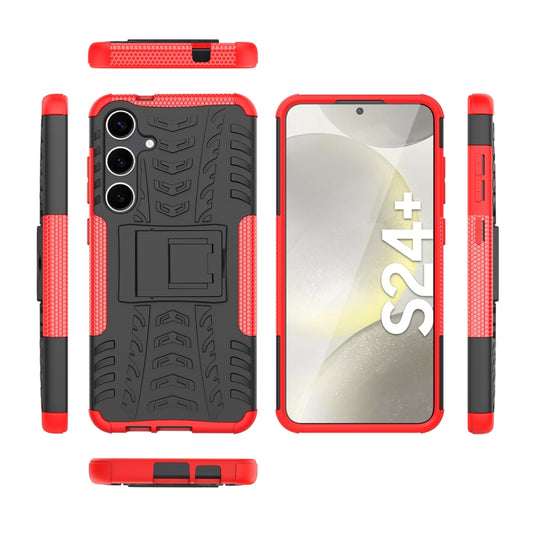 For Samsung Galaxy S24+ Tire Texture TPU + PC Phone Case with Holder(Red) by buy2fix