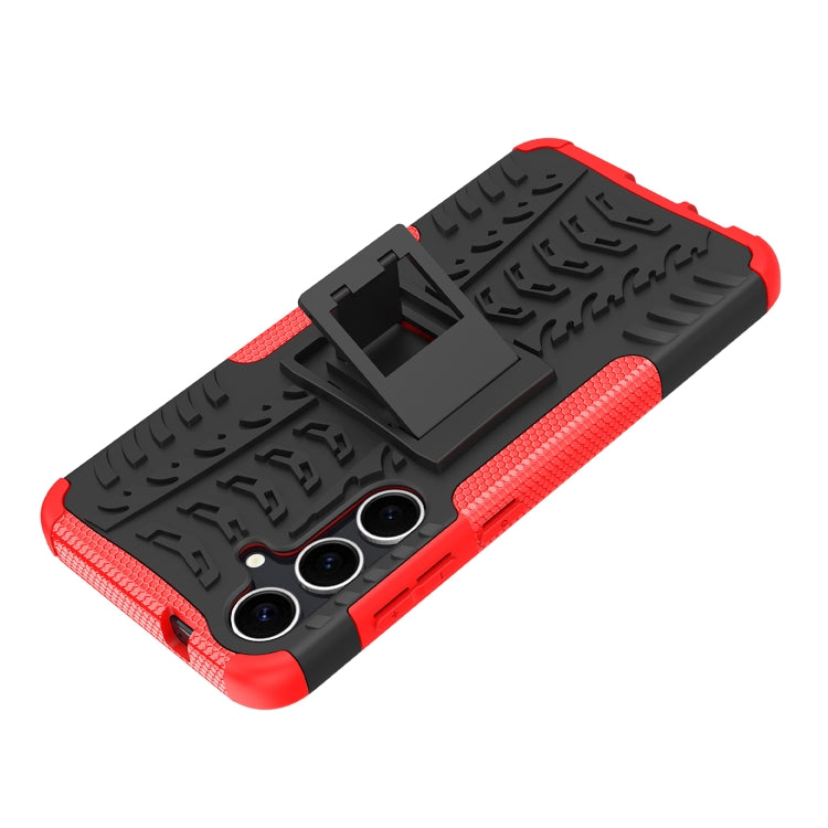 For Samsung Galaxy S24+ Tire Texture TPU + PC Phone Case with Holder(Red) by buy2fix