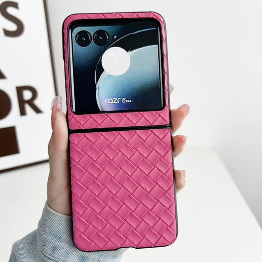 For Motorola Razr 40 Ultra Woven Texture Folding PU Phone Case(Rose Red) by buy2fix