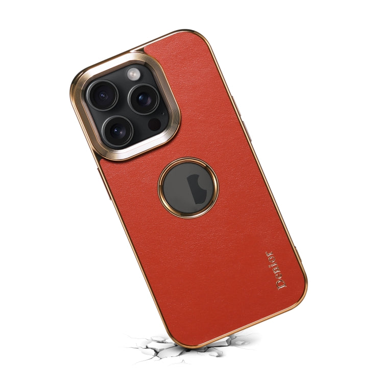 For iPhone 12 / 12 Pro Denior Fragrant Calf Texture Electroplating Phone Case(Maroon Red) - iPhone 12 / 12 Pro Cases by Denior | Online Shopping UK | buy2fix