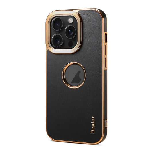 For iPhone 15 Denior Fragrant Calf Texture Electroplating Phone Case(Black) - iPhone 15 Cases by Denior | Online Shopping UK | buy2fix