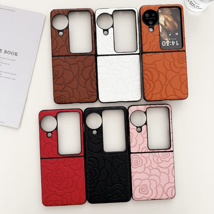 For OPPO Find N3 Flip Impression Flower Pattern Protective Phone Case(Orange) by buy2fix