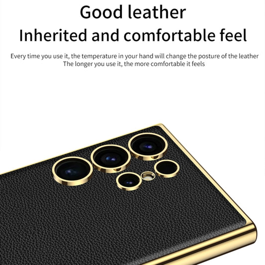 For Samsung Galaxy S24 Ultra 5G GKK Plating TPU + Leather Full Coverage Phone Case(Black) by GKK