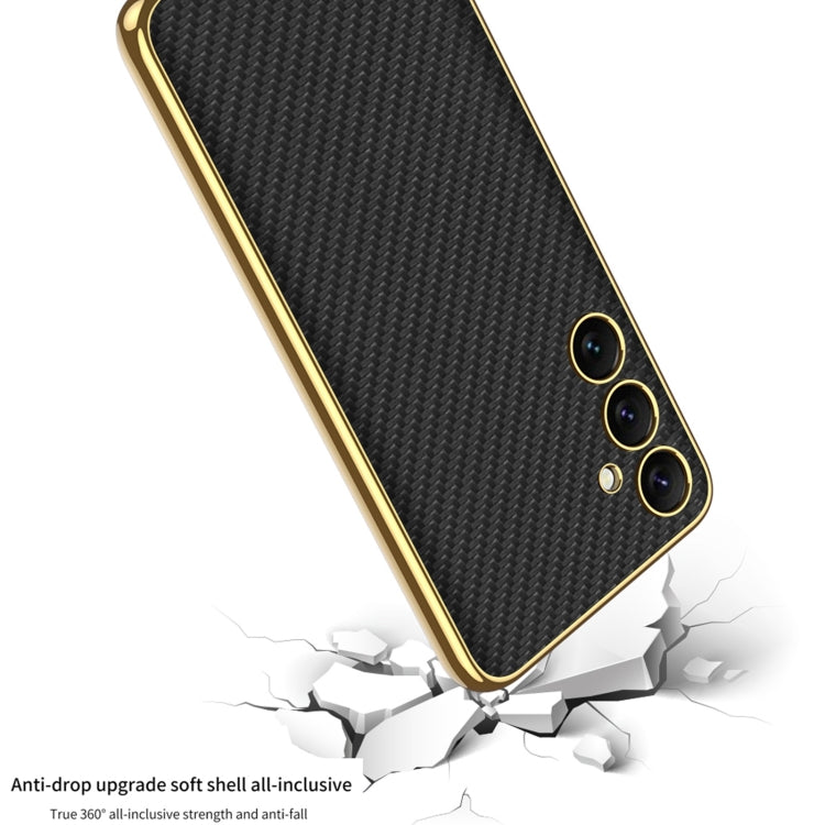 For Samsung Galaxy S24+ 5G GKK Plating TPU + Leather Full Coverage Phone Case(Carbon Fiber) by GKK