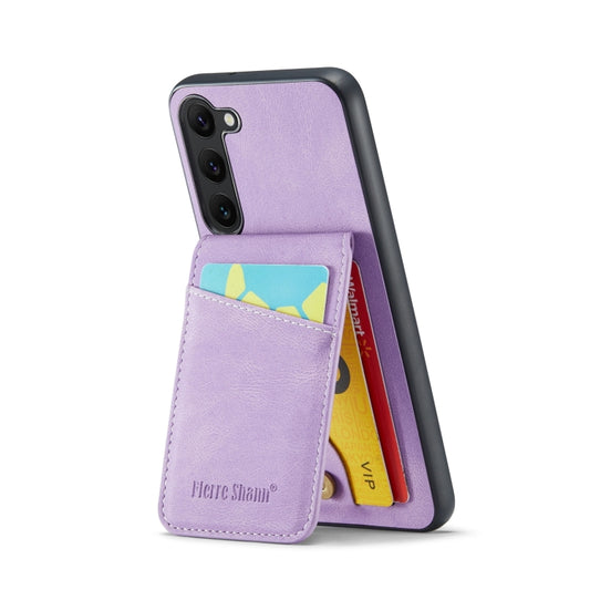 For Samsung Galaxy S24+ 5G Fierre Shann Crazy Horse Card Holder Back Cover PU Phone Case(Purple) by FIERRE SHANN