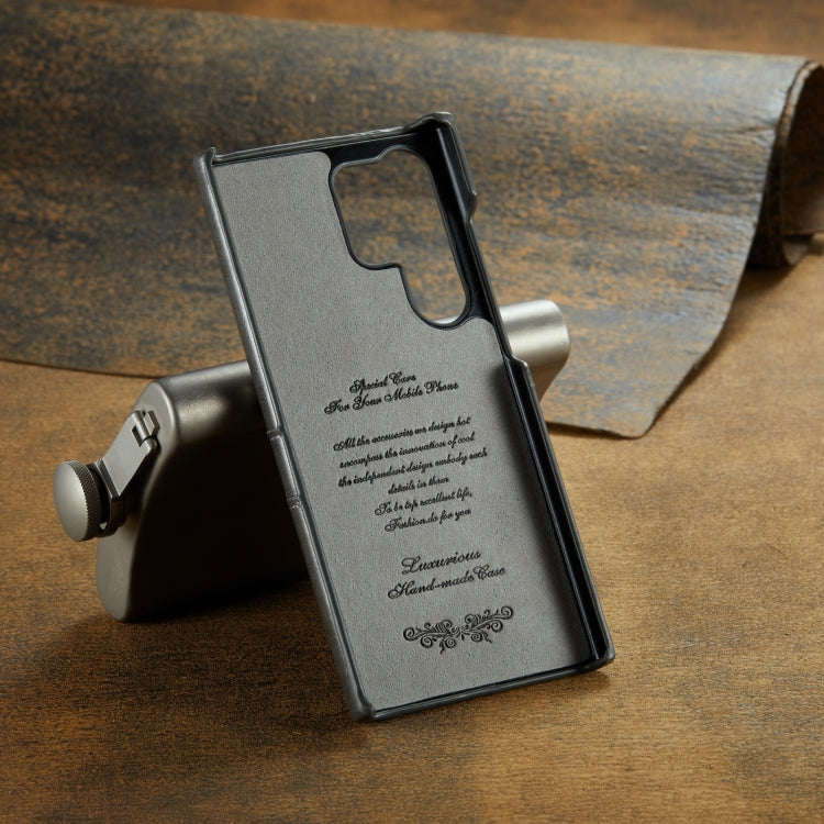 For Samsung Galaxy S24 Ultra 5G Fierre Shann Oil Wax Texture Leather Phone Case with Card Slots(Black) by FIERRE SHANN