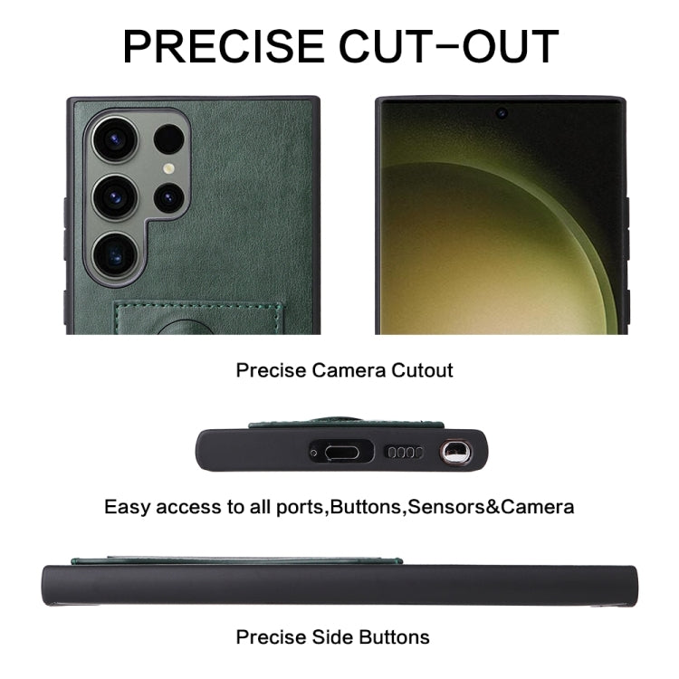 For Samsung Galaxy S24 Ultra 5G Fierre Shann Full Coverage Protective Leather Phone Case(Green) by FIERRE SHANN