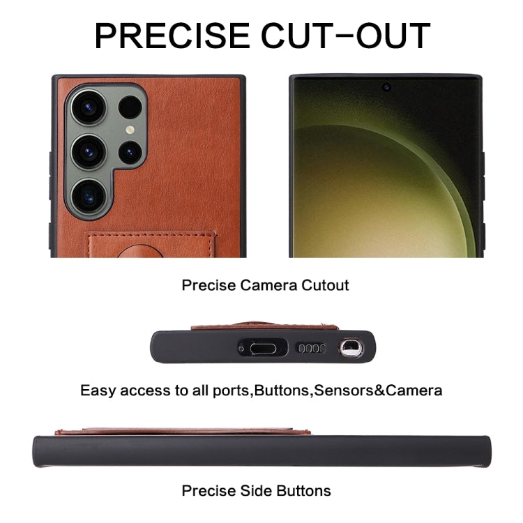 For Samsung Galaxy S24 Ultra 5G Fierre Shann Full Coverage Protective Leather Phone Case(Brown) by FIERRE SHANN