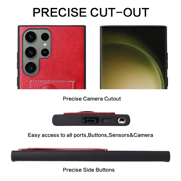 For Samsung Galaxy S24+ 5G Fierre Shann Full Coverage Protective Leather Phone Case(Red) by FIERRE SHANN