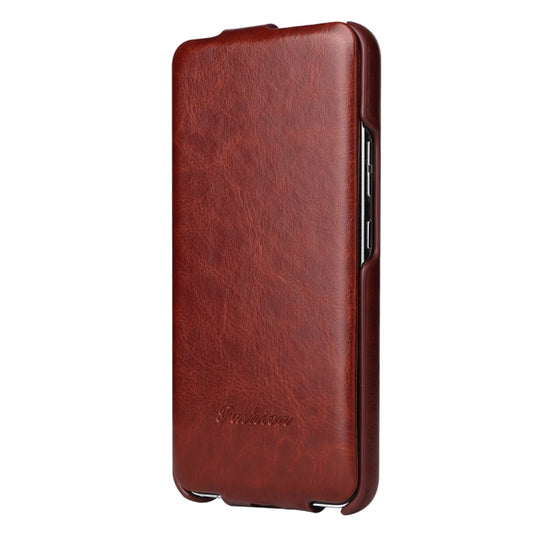 For Samsung Galaxy S24+ 5G Fierre Shann 64 Texture Vertical Flip PU Leather Phone Case(Brown) by FIERRE SHANN