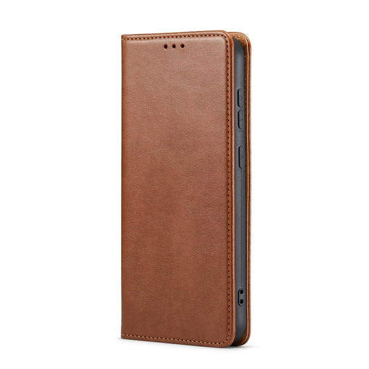 For Samsung Galaxy S24 5G Fierre Shann PU Genuine Leather Texture Phone Case(Brown) by FIERRE SHANN