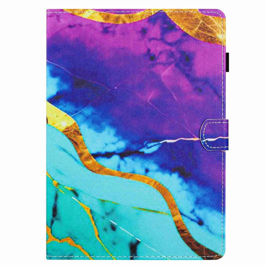 For 8 inch Universal Marble Pattern Stitching Leather Tablet Case(Purple Blue) - 8 inch by buy2fix | Online Shopping UK | buy2fix
