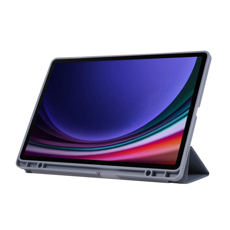 For Samsung Galaxy Tab S9 FE+ 3-Fold Pure Color TPU Leather Tablet Case with Pen Slot(Lavender) by buy2fix