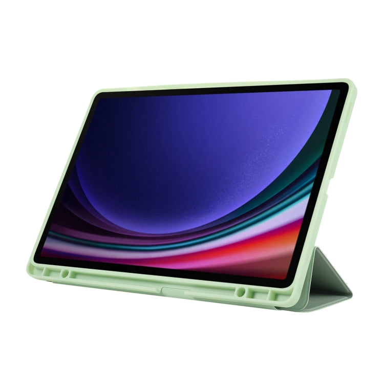 For Samsung Galaxy Tab S9 FE+ 3-Fold Pure Color TPU Leather Tablet Case with Pen Slot(Green) by buy2fix