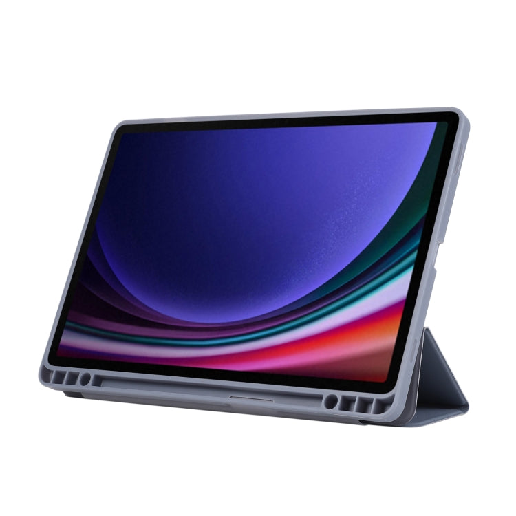 For Samsung Galaxy Tab S10 FE / S9 FE 3-Fold Pure Color TPU Leather Tablet Case with Pen Slot(Lavender) by buy2fix