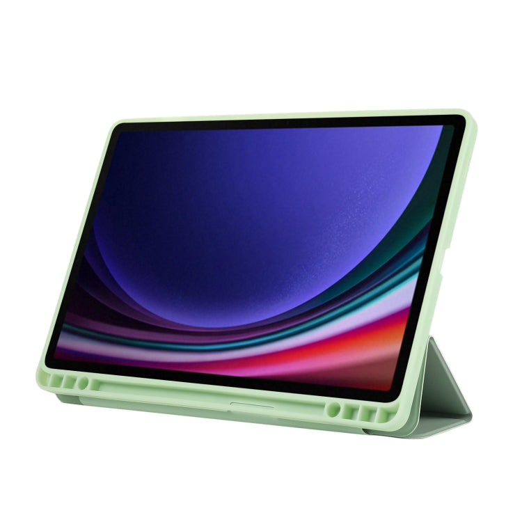 For Samsung Galaxy Tab S10 FE / S9 FE 3-Fold Pure Color TPU Leather Tablet Case with Pen Slot(Green) by buy2fix
