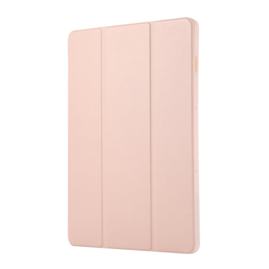 For Samsung Galaxy Tab S10 FE / S9 3-Fold Pure Color TPU Leather Tablet Case with Pen Slot(Pink) by buy2fix