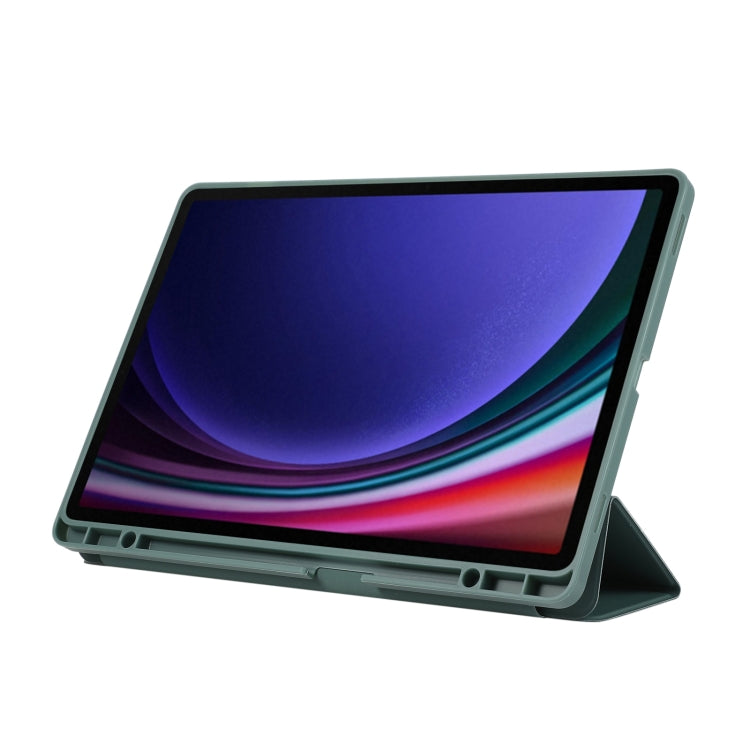 For Samsung Galaxy Tab S9+ / S10+ 3-Fold Pure Color TPU Leather Tablet Case with Pen Slot(Dark Green) by buy2fix