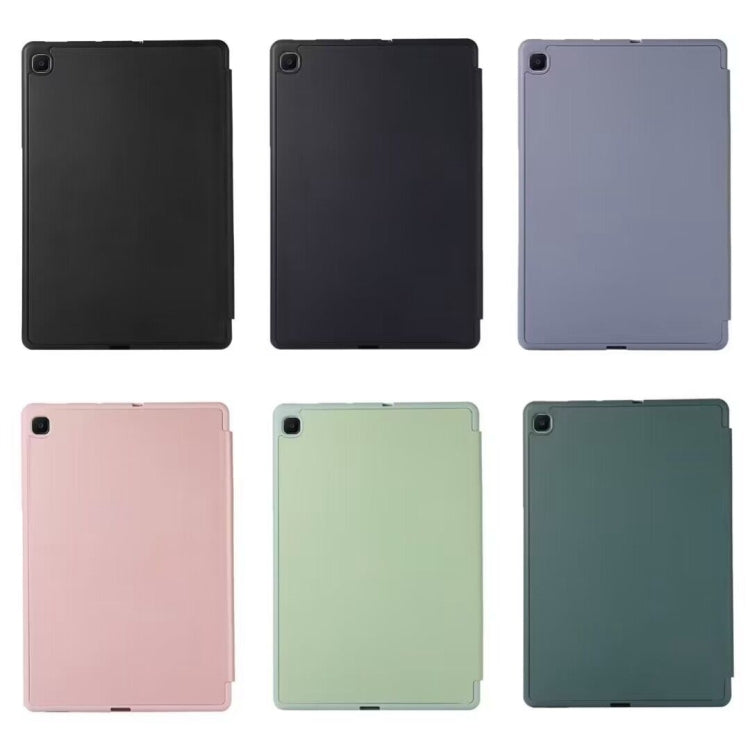 For Samsung Galaxy Tab A9+ 3-Fold Pure Color TPU Leather Tablet Case with Pen Slot(Dark Green) by buy2fix