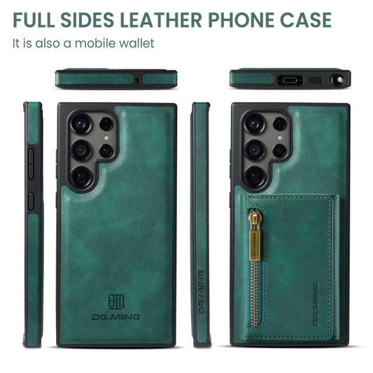 For Samsung Galaxy S23 Ultra DG.MING M5 Series Zip RFID Multi Card Detachable Leather Phone Case(Green) by DG.MING