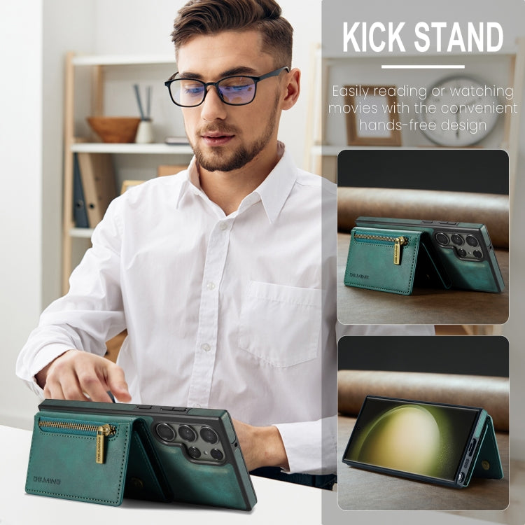 For Samsung Galaxy S23 Ultra DG.MING M5 Series Zip RFID Multi Card Detachable Leather Phone Case(Green) by DG.MING