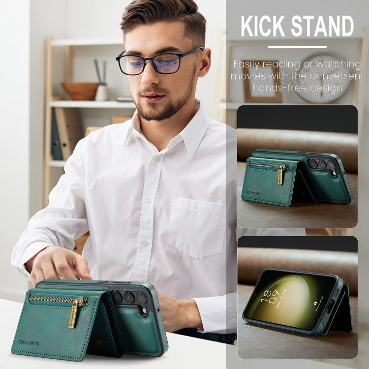 For Samsung Galaxy S23 DG.MING M5 Series Zip RFID Multi Card Detachable Leather Phone Case(Green) by DG.MING