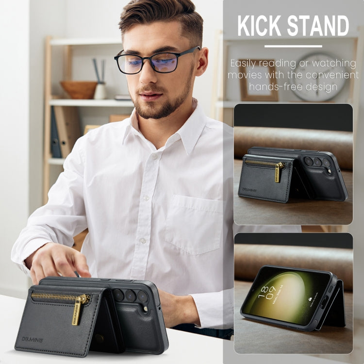 For Samsung Galaxy S23+ DG.MING M5 Series Zip RFID Multi Card Detachable Leather Phone Case(Black) by DG.MING