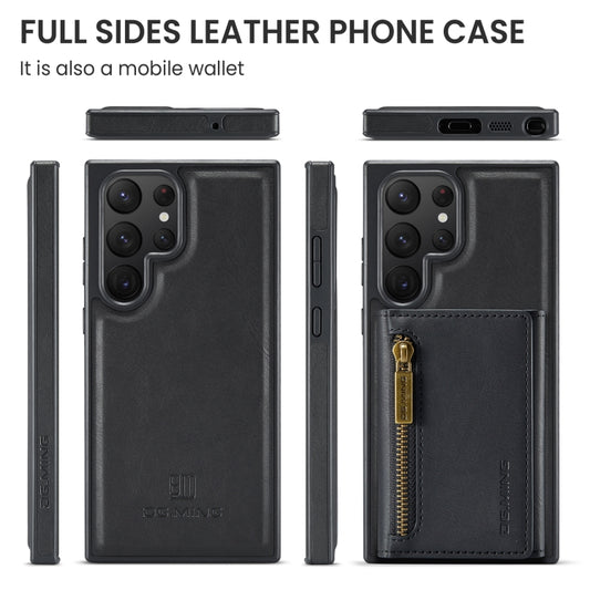 For Samsung Galaxy S22 Ultra DG.MING M5 Series Zip RFID Multi Card Detachable Leather Phone Case(Black) by DG.MING