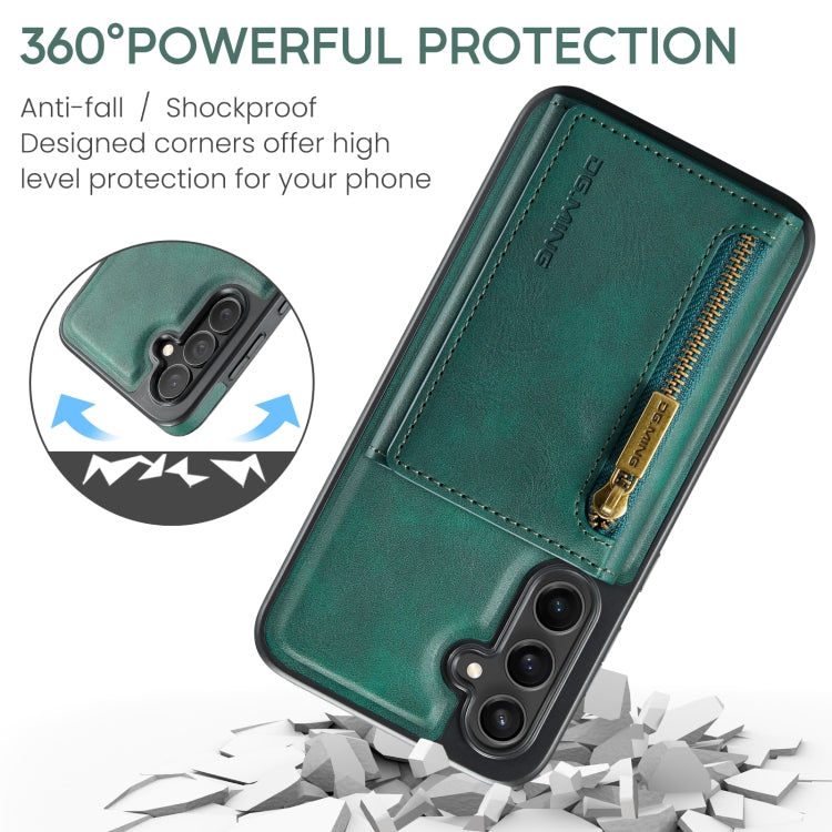For Samsung Galaxy S24+ 5G DG.MING M5 Series Zip RFID Multi Card Detachable Leather Phone Case(Green) by DG.MING