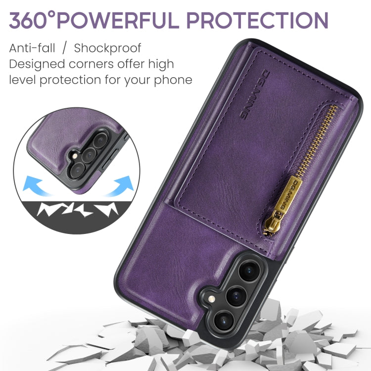 For Samsung Galaxy S24 5G DG.MING M5 Series Zip RFID Multi Card Detachable Leather Phone Case(Purple) by DG.MING