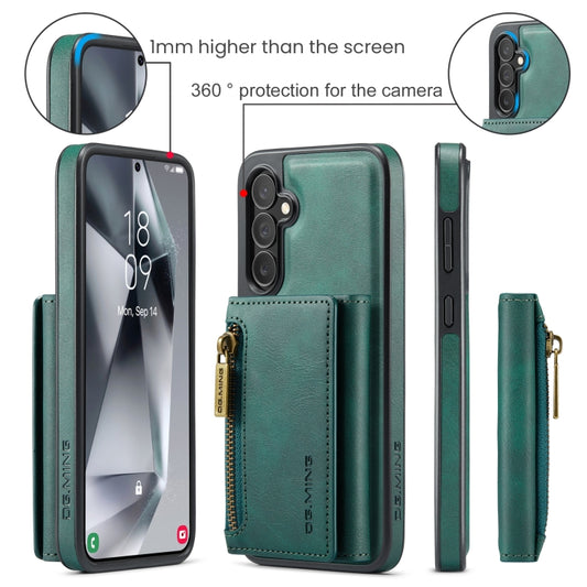 For Samsung Galaxy S24 FE 5G DG.MING M5 Series Zip RFID Multi Card Detachable Leather Phone Case(Green) by DG.MING