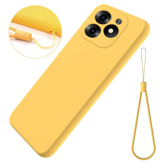 For Infinix Hot 40i Solid Color Liquid Silicone Dropproof Full Coverage Phone Case(Yellow) by buy2fix
