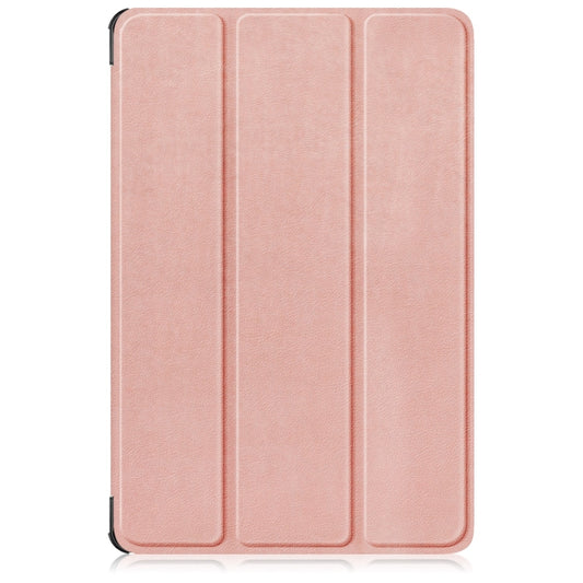 For Lenovo Tab M11/ Xiaoxin Pad 11 2024 Custer Texture 3-Fold Holder Leather Smart Tablet Case(Rose Gold) by buy2fix