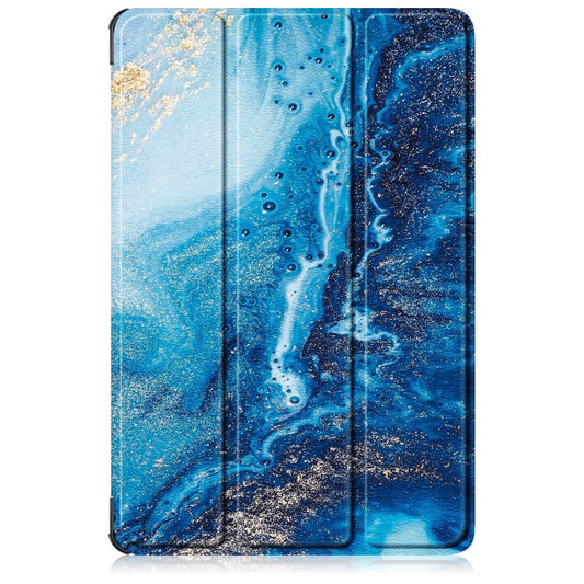 For Lenovo Tab M11/ Xiaoxin Pad 11 2024 Custer Painted 3-Fold Holder Leather Smart Tablet Case(Waves) by buy2fix