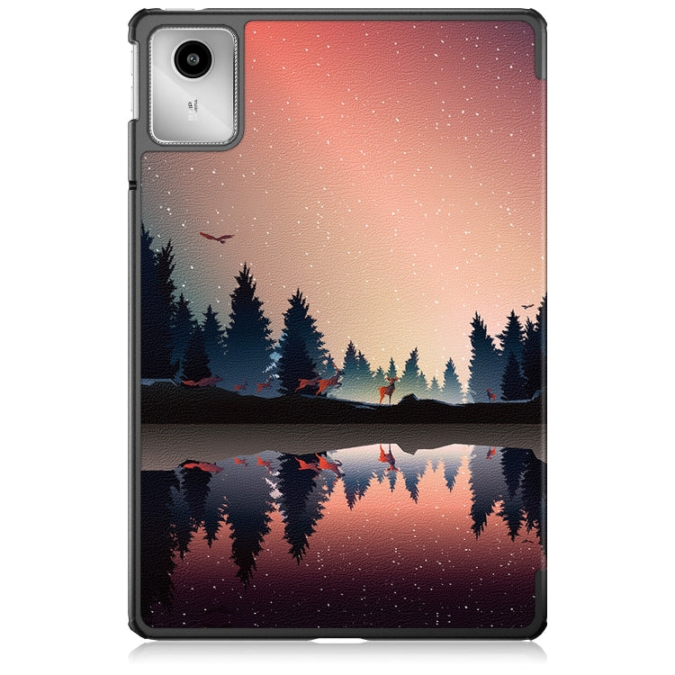 For Lenovo Tab M11/ Xiaoxin Pad 11 2024 Custer Painted 3-Fold Holder Leather Smart Tablet Case(Sunset) - Lenovo by buy2fix | Online Shopping UK | buy2fix