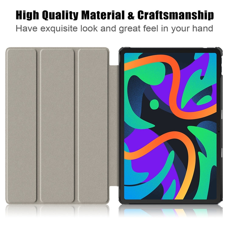 For Lenovo Tab M11/ Xiaoxin Pad 11 2024 Custer Painted 3-Fold Holder Leather Smart Tablet Case(Sunset) - Lenovo by buy2fix | Online Shopping UK | buy2fix