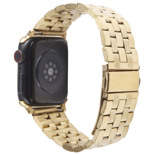 For Apple Watch Series 7 45mm 22mm Ultra-thin Five Beads Stainless Steel Watch Band(Gold) by buy2fix
