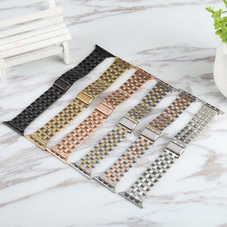 For Apple Watch SE 2023 44mm 22mm Ultra-thin Five Beads Stainless Steel Watch Band(Black) by buy2fix