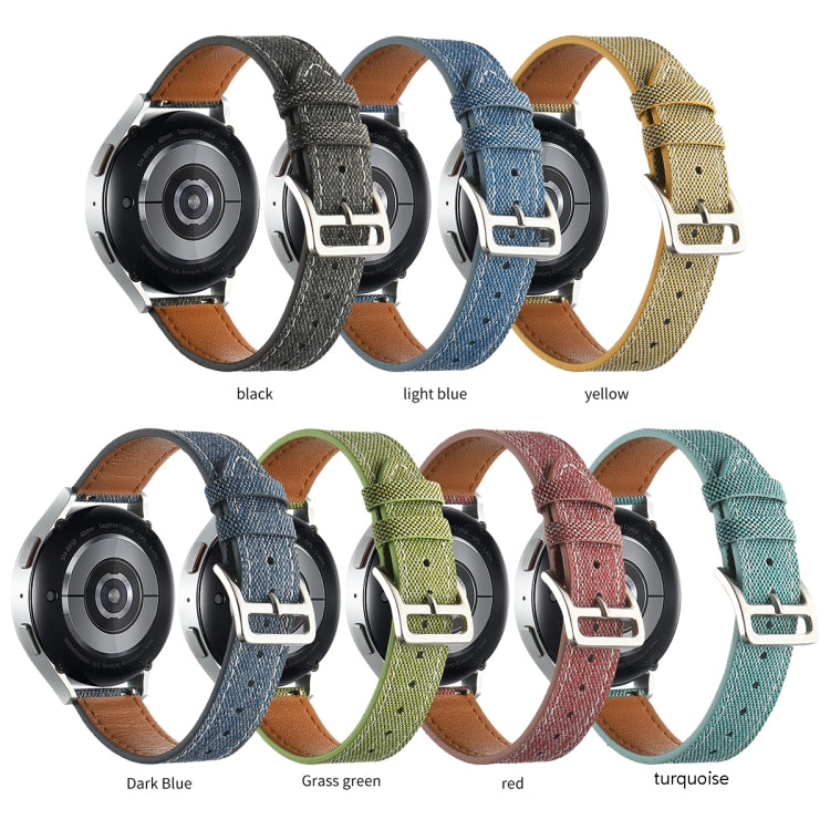 20mm Universal Denim Leather Buckle Watch Band(Grass Green) by buy2fix