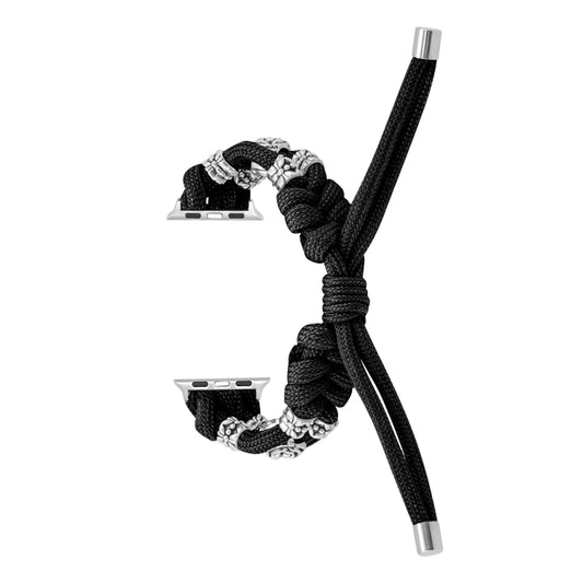 For Apple Watch Ultra 2 49mm Chrysanthemum Beads Paracord Braided Watch Band(Black) by buy2fix