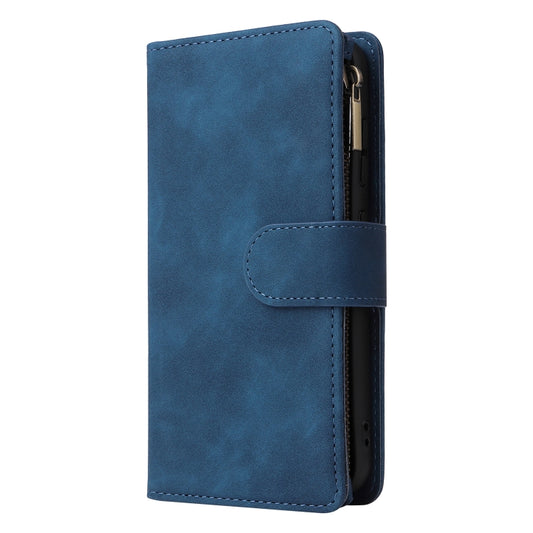 For Samsung Galaxy S23+ 5G Multifunctional Frosted Zipper Wallet Leather Phone Case(Blue) by buy2fix