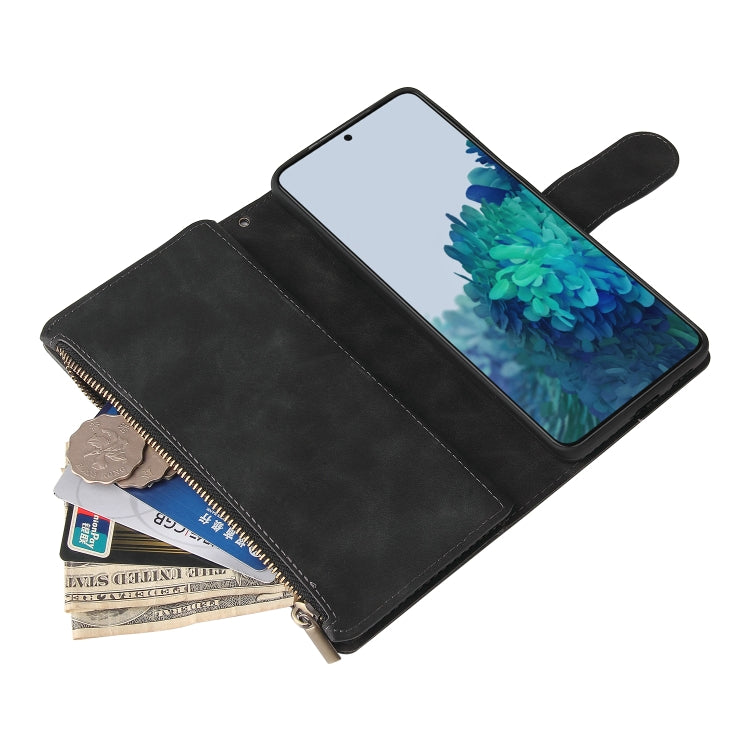 For Samsung Galaxy S21 Ultra 5G Multifunctional Frosted Zipper Wallet Leather Phone Case(Black) by buy2fix
