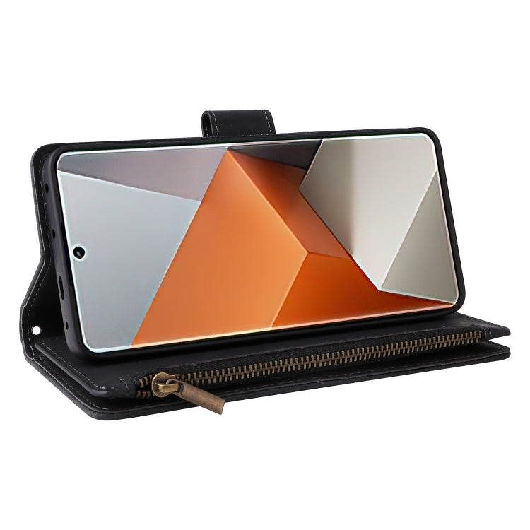 For Xiaomi Redmi Note 13 Pro+ Multifunctional Frosted Zipper Wallet Leather Phone Case(Black) by buy2fix