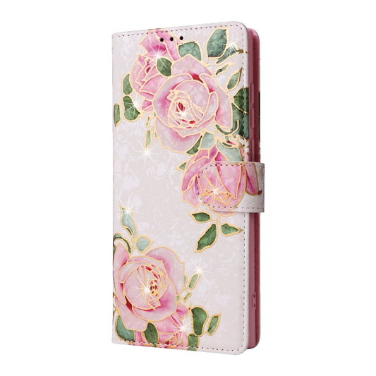 For Samsung Galaxy S24 Ultra 5G Bronzing Painting RFID Leather Case(Rose Flower) by buy2fix
