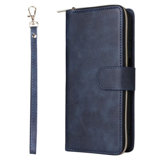 For Samsung Galaxy S24+ 5G 9-Card Slots Zipper Wallet Bag Leather Phone Case(Blue) by buy2fix