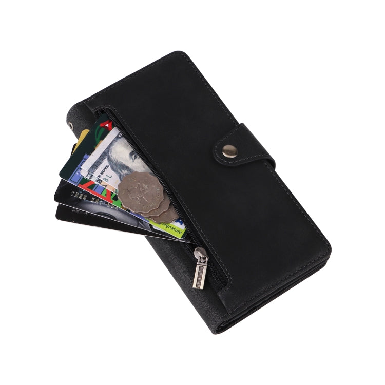 For Samsung Galaxy S23 FE 5G Rivet Buckle 9 Cards 3-Fold Wallet Leather Phone Case(Black) by buy2fix